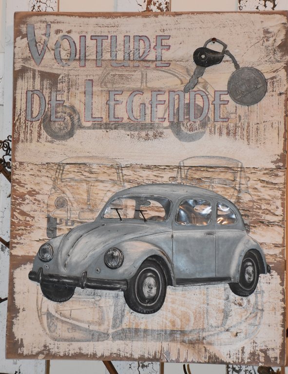 Country Corner Holzbild mit VW Käfer im vintage Look, 30 x 38 cm