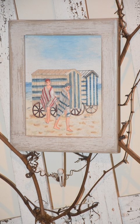Country Corner Holzbild mit Haken "Strandleben", ca. 21 x 31 cm