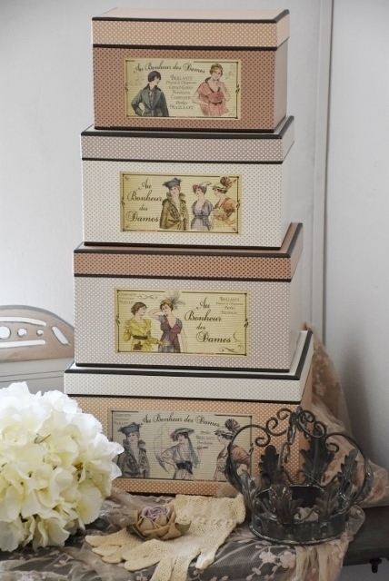 Comptoir de Famille, Boxen, eckige Schachteln aus Pappe, 4 Größen