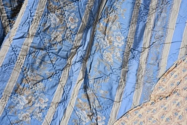 Mas d´Ousvan, Quilt, Patchworkdecke Estelle, 180 x 260 cm blau