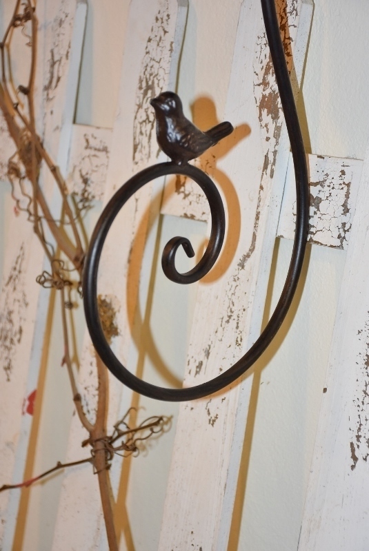 Wandhalter mit Topf, Eisen, dunkelrostfarben, 41 x 22 x 15 cm