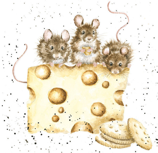 Wrendale Karte "Crackers about cheese" mit Mäusen