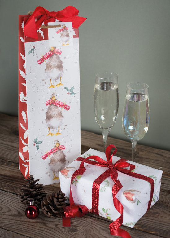 Wrendale, Geschenktasche für Flaschen Weihnachten mit Gänsen