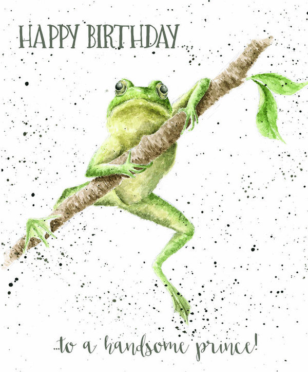 Wrendale Karte "Handsome Prince" Frosch und Happy Birthday