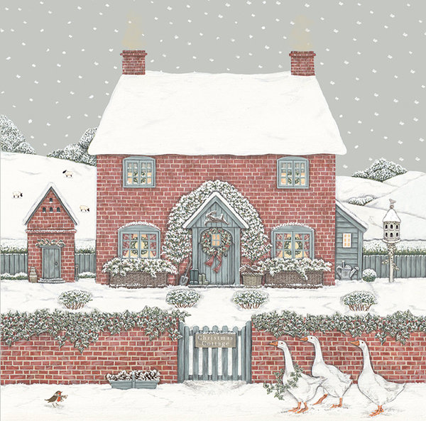Sally Swannell für Wrendale Weihnachtskartenset Christmas Cottage