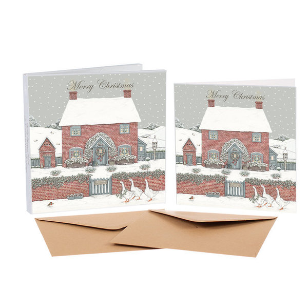 Sally Swannell für Wrendale Weihnachtskartenset Christmas Cottage