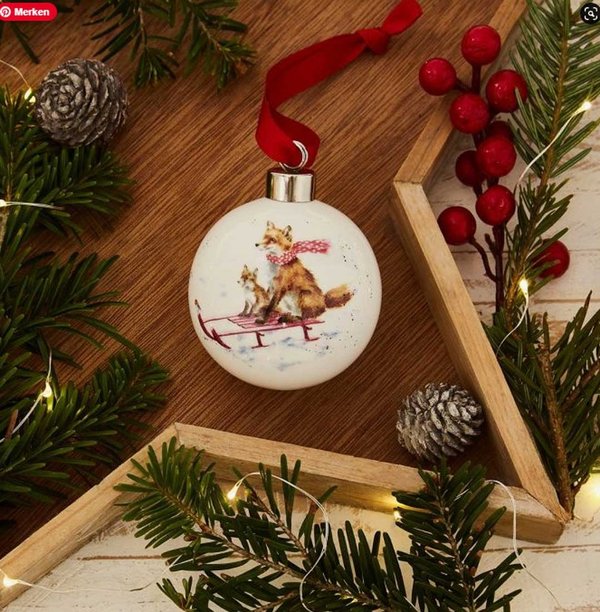 Wrendale Royal Worcester Weihnachtskugeln, 7 Motive