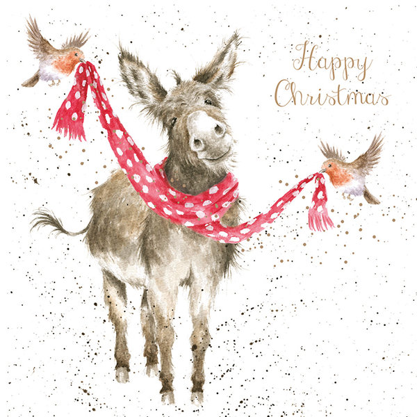 Wrendale Weihnachtskartenset mit Esel und Rotkehlchen, Art. XB029