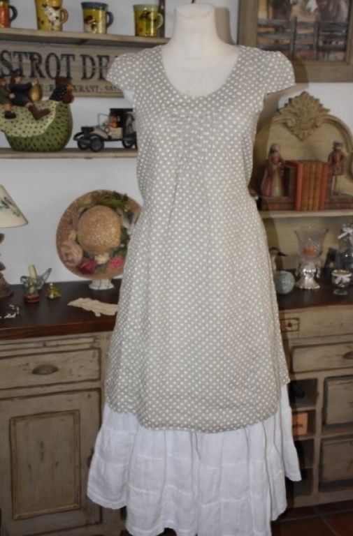 Talia Benson Kleid 120051, aus Leinen in beige