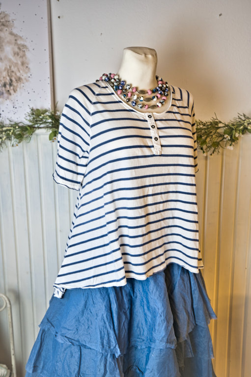 Ewa i Walla, Shirt 44704, Baumwoll-Jersey, blue striped - SALE
