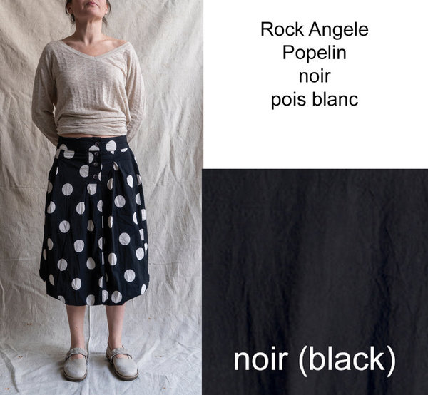 Les Ours, Rock / Skirt Angele, Popelin noir, SALE vorher € 222,-