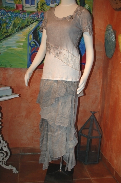 Elisa Cavaletti, Shirt, SE14504, creme grau gefaded, Gr. XL