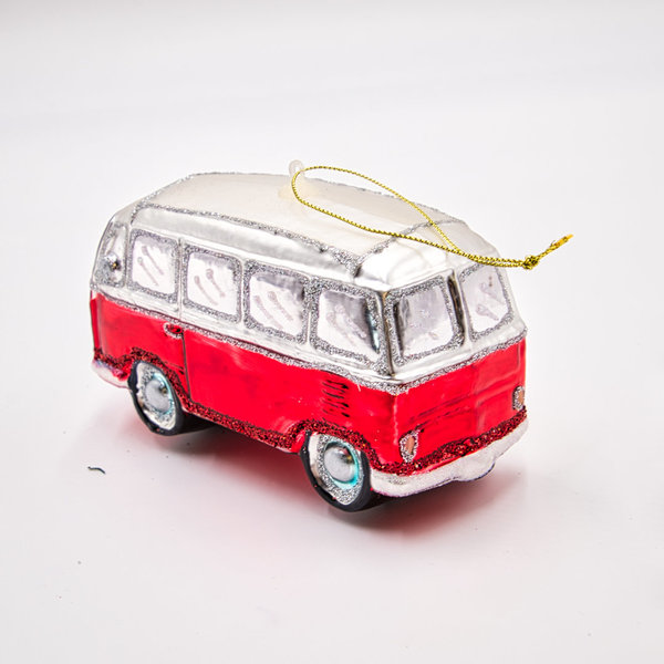 Goodwill Weihnachts-Auto aus Glass mit Glitter, 14 cm