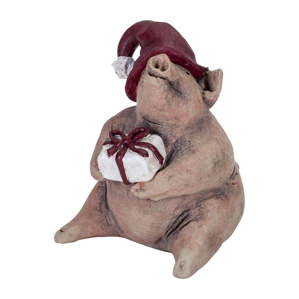 Nääsgränsgarden Weihnachts-Schwein mit Geschenk, 7,5 cm hoch