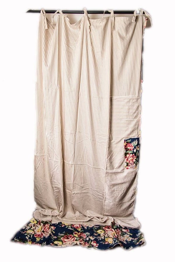 Ewa i Walla Gardine 88038 aus striped Twill in beige, 140x280 cm