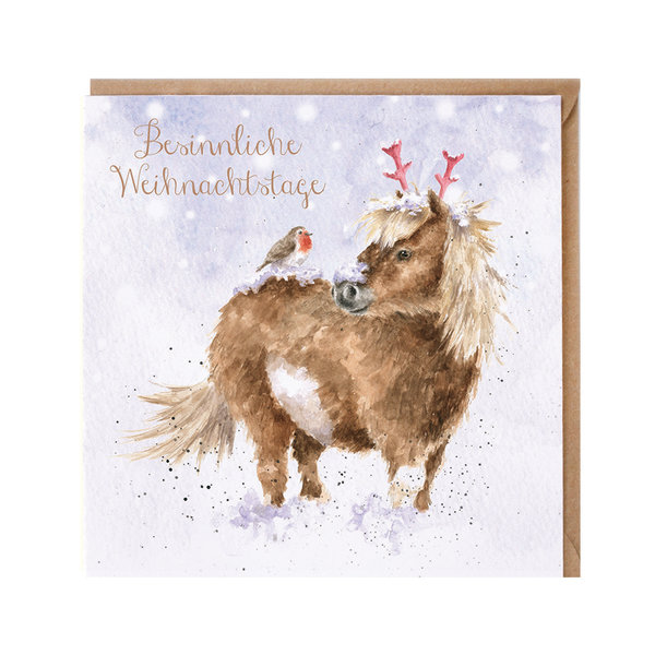 Wrendale Weihnachtskarte "One horse open sleigh", Pferd