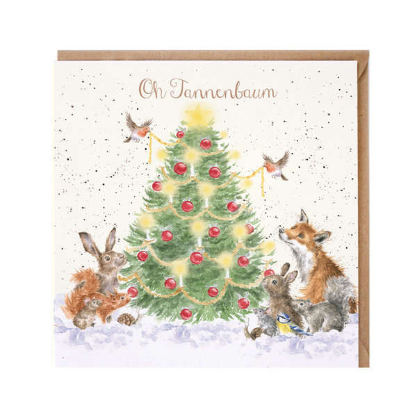 Wrendale Weihnachtskarte "Oh Christmas Tree", Weihnachtsbaum