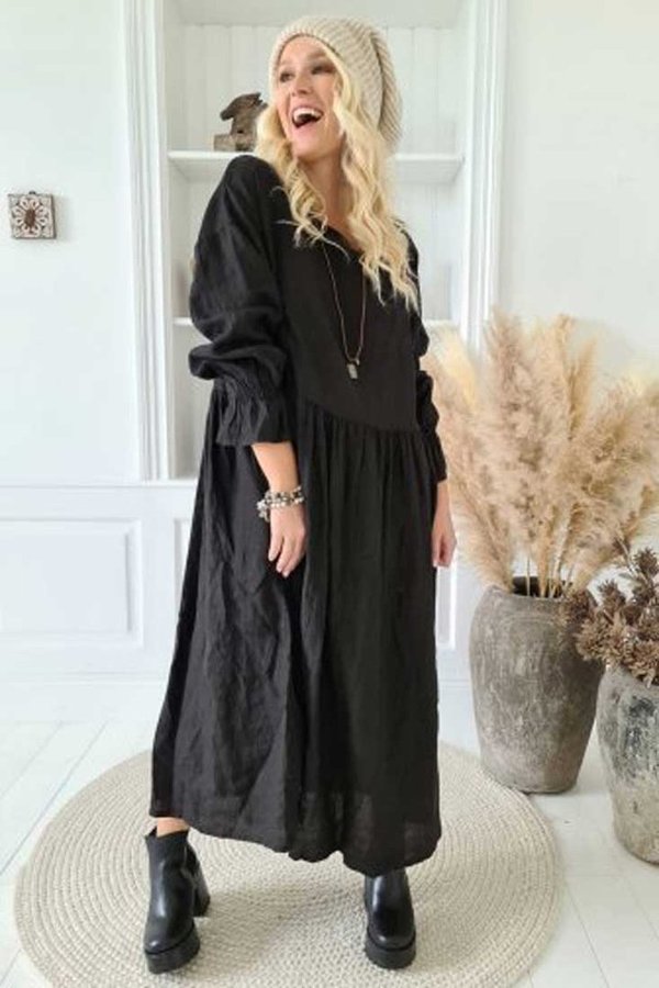 ByPias Bohemiana  Kleid / Dress Bohemian Dream, Leinen in black