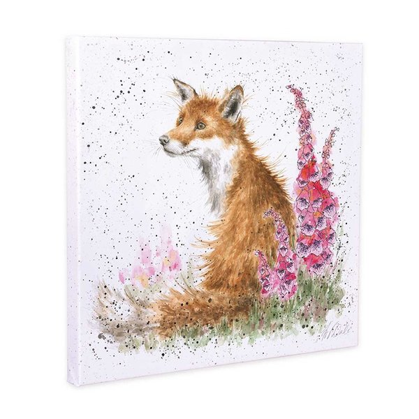 Wrendale Leinwandbild 20 x 20 cm Fuchs "Foxgloves"