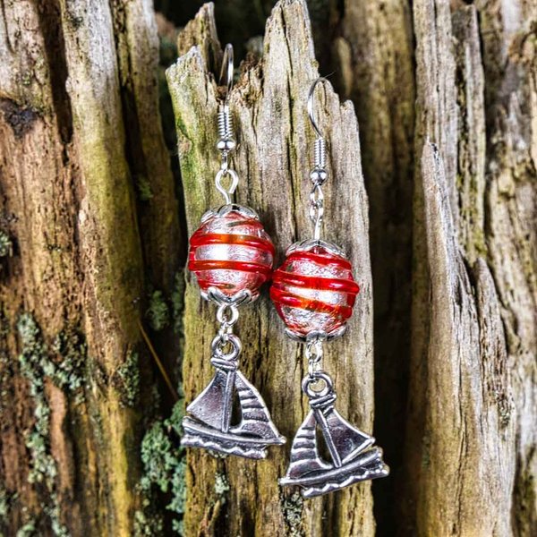 DriftwoodRose - Ohrringe Sailing mit Lampwork Perle