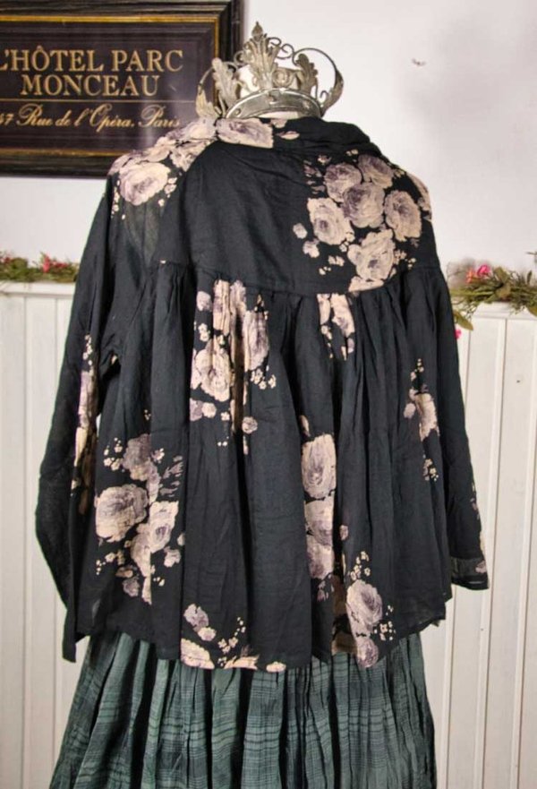 Les Ours Bluse Jacinthe aus Baumwolle in fleurs noir, Sale vorher € 149,-