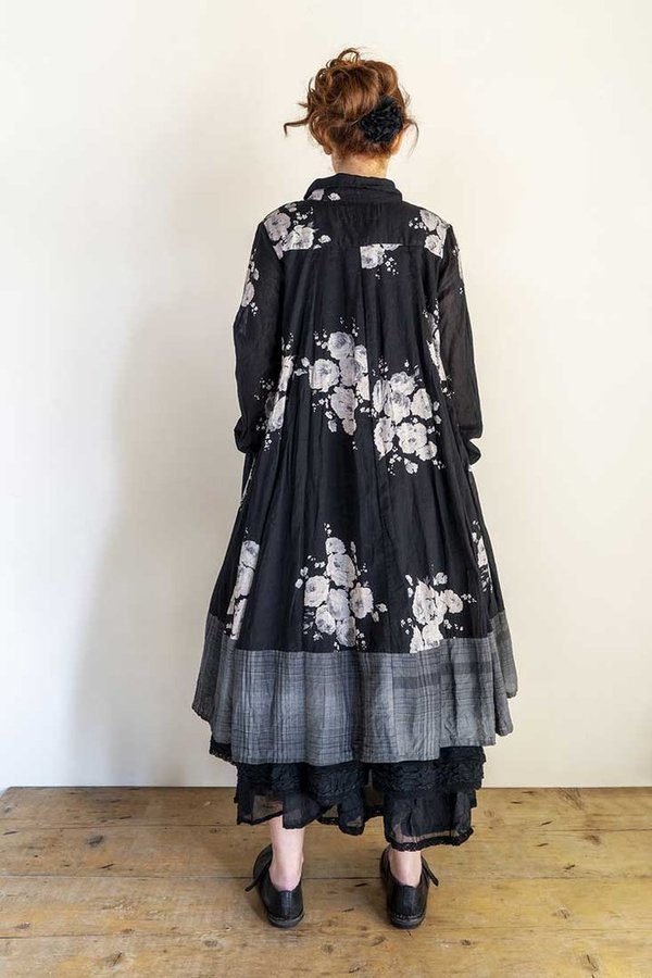 Les Ours Tunika Simonette aus Baumwolle in fleurs noir und carreaux, Sale vorher € 259,-
