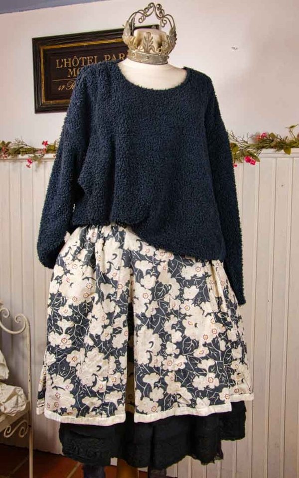 Ewa i Walla Rock / Skirt 22116 aus Baumwolle, black flower, SALE vorher € 249,-