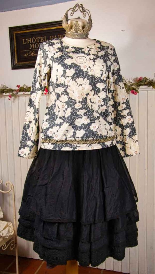 Ewa i Walla Rock / Skirt 22123 aus Baumwolle, vintage black, SALE vorher € 249,-