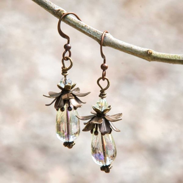 DriftwoodRose - Ohrringe Blütentropfen klar