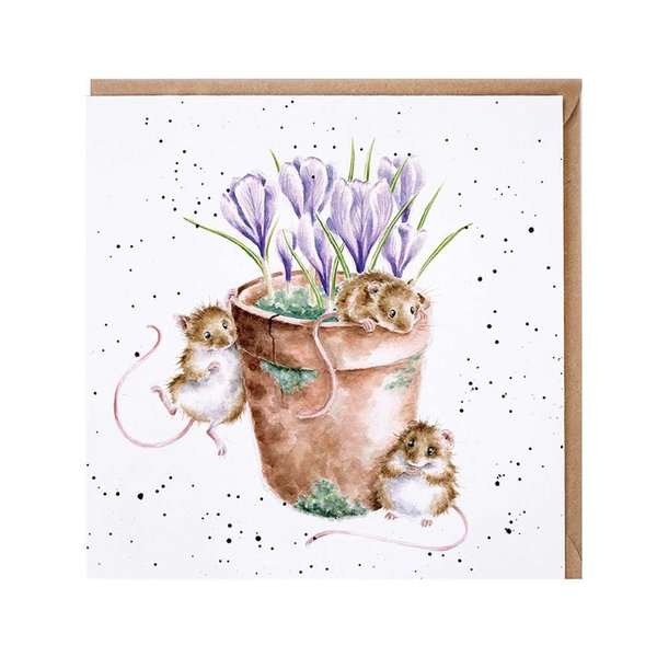 Wrendale Karte "Garden Friends" mit Mäusen und Blumentopf