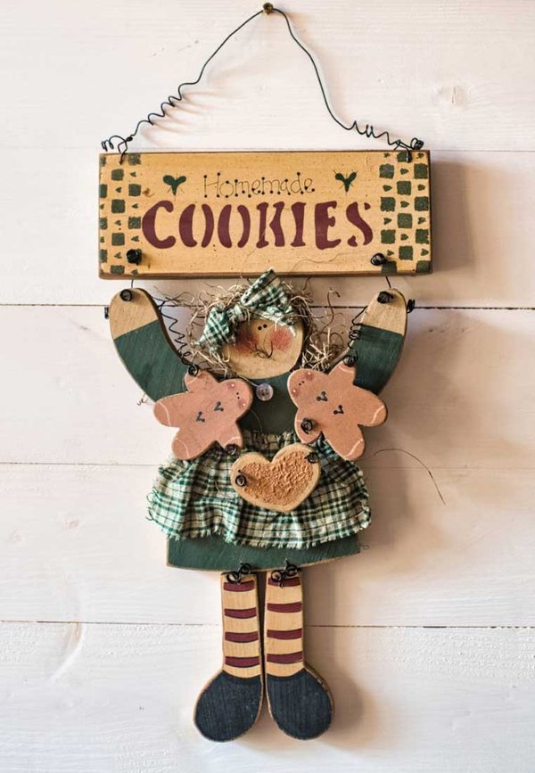 Winter girl aus Holz mit Schrift "Homemade Cookies"