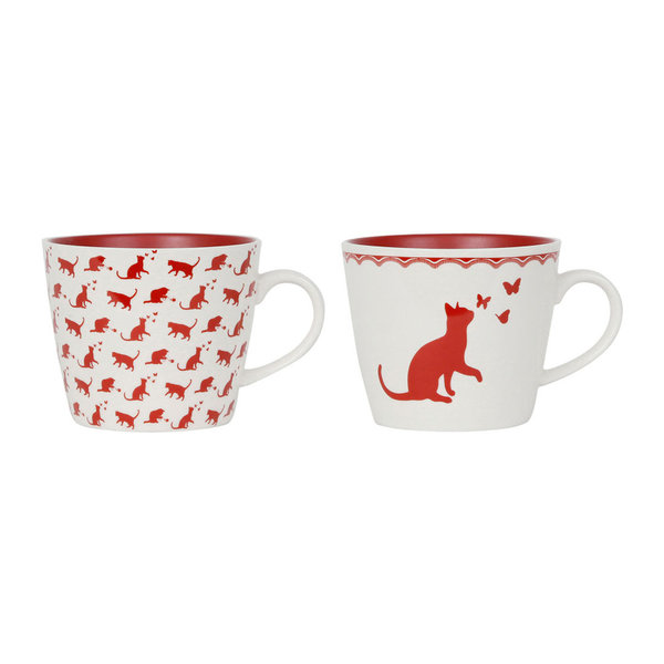 Comptoir de Famille, 2er Set Tassen mit roten Katzen