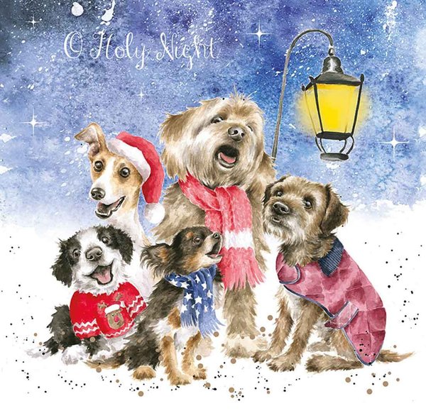 Wrendale Weihnachtskartenset O Holy Night, singende Hunde