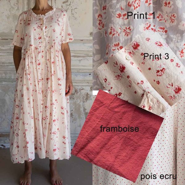 Les Ours Kleid Sonia aus Baumwolle, pois ecru, SALE