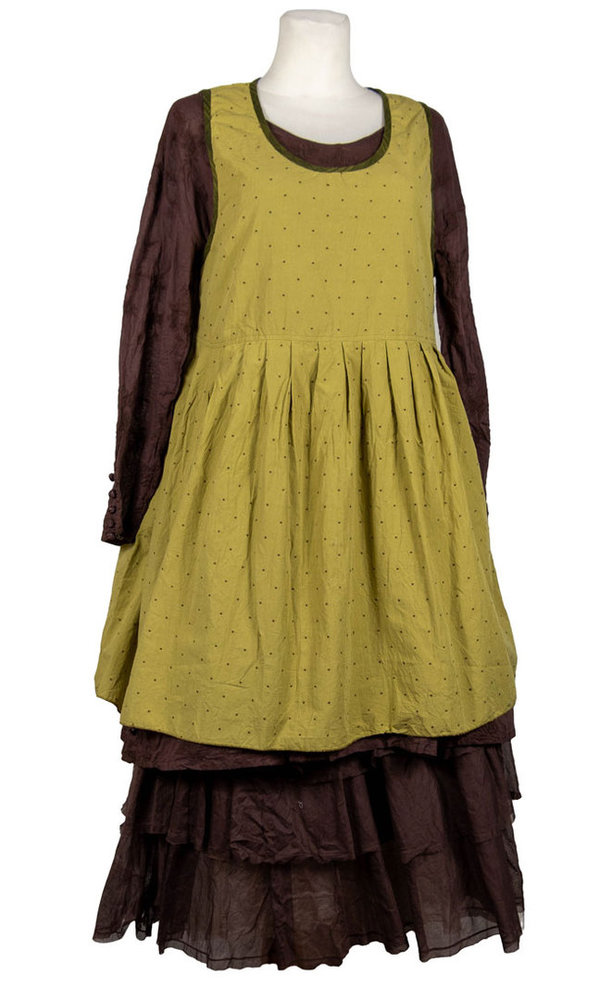 Les Ours Kleid Florette, Baumwolle bronze, gestickte Punkte, SALE