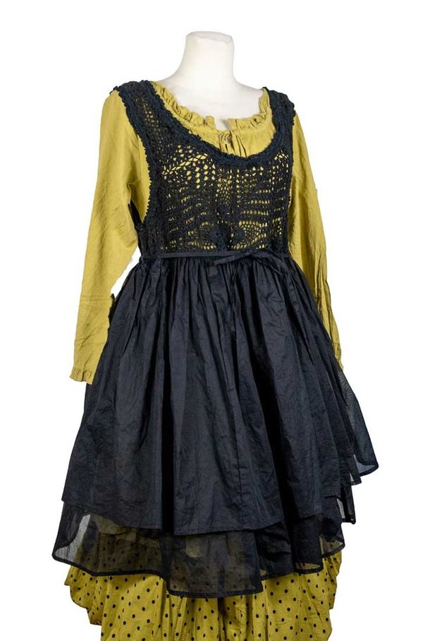 Les Ours Kleid Pierrot aus Baumwolle in schwarz