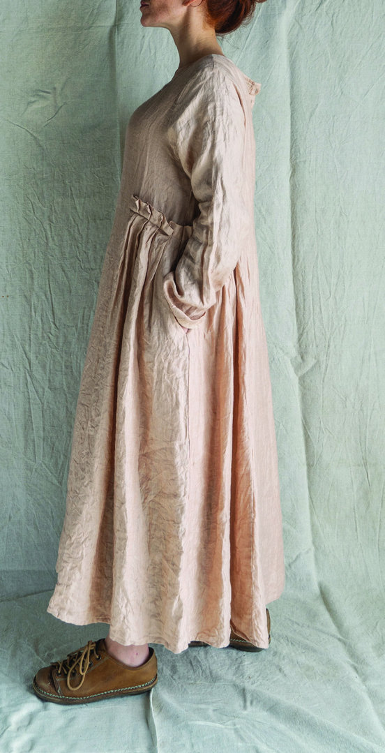 Les Ours Kleid Aureline aus Leinen in rose, SALE