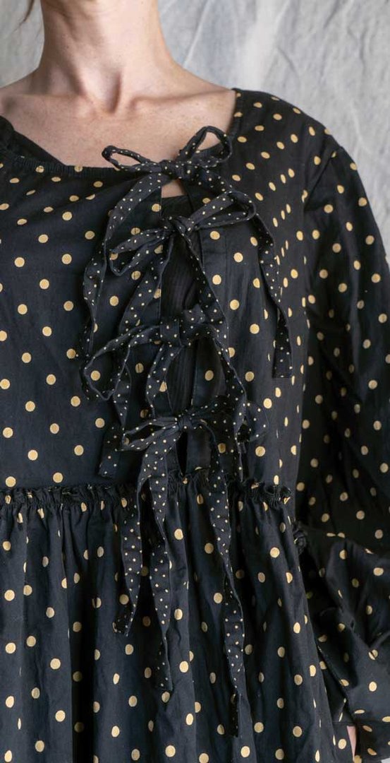 Les Ours Kleid Brune aus Baumwolle in gros pois noir