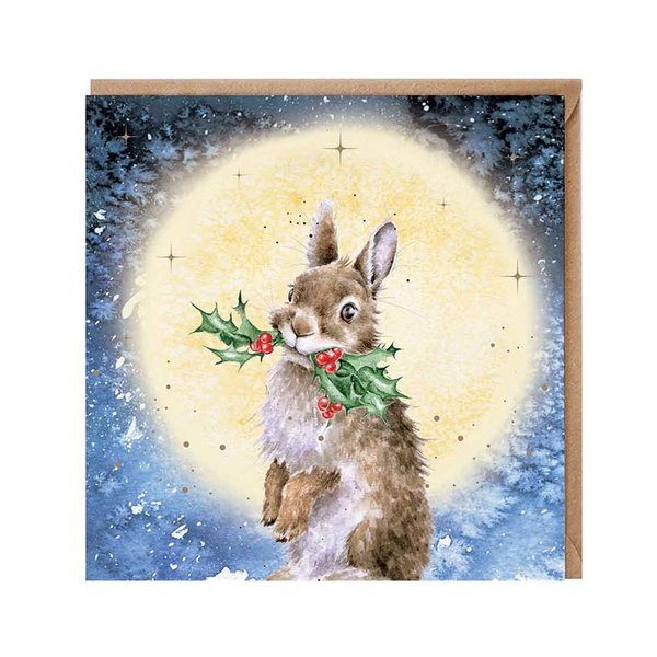 Wrendale Weihnachtskarte "By the light of the moon", Hase
