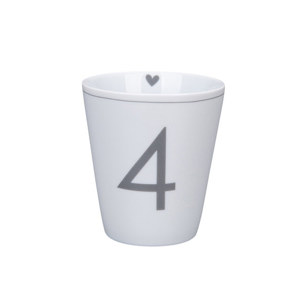 Krasilnikoff Becher - Happy Mug 4er Adventsset mit grauen Nummern 1-4