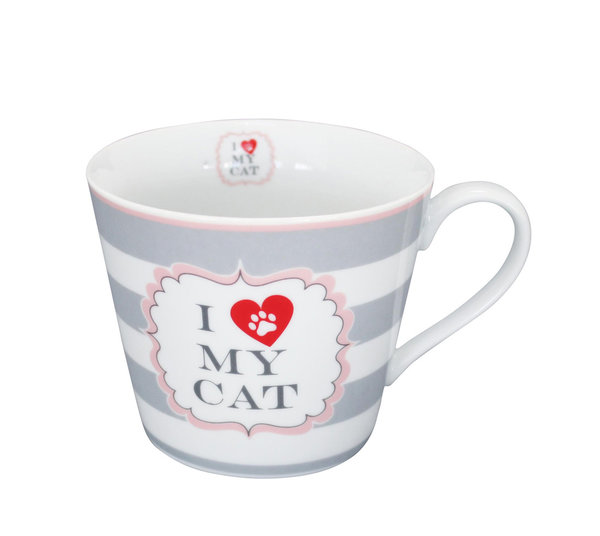 Krasilnikoff Tasse - Happy Cup "I love my Cat" - Katze