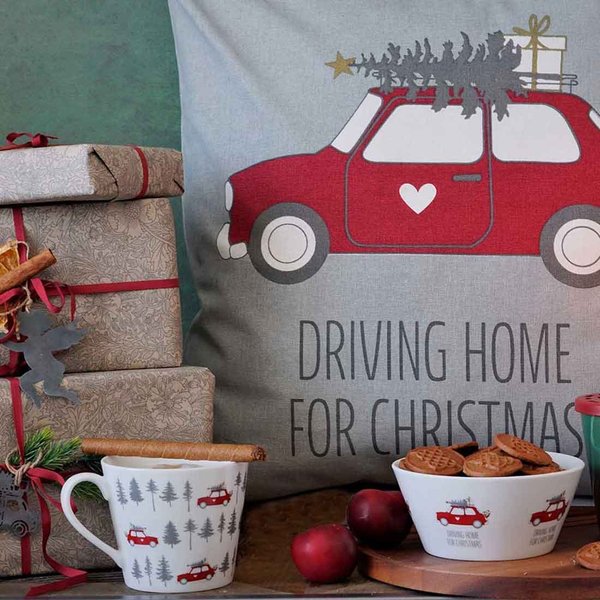 Krasilnikoff Tasse - Happy Cup "Driving Home for Christmas" - Weihnachtstasse