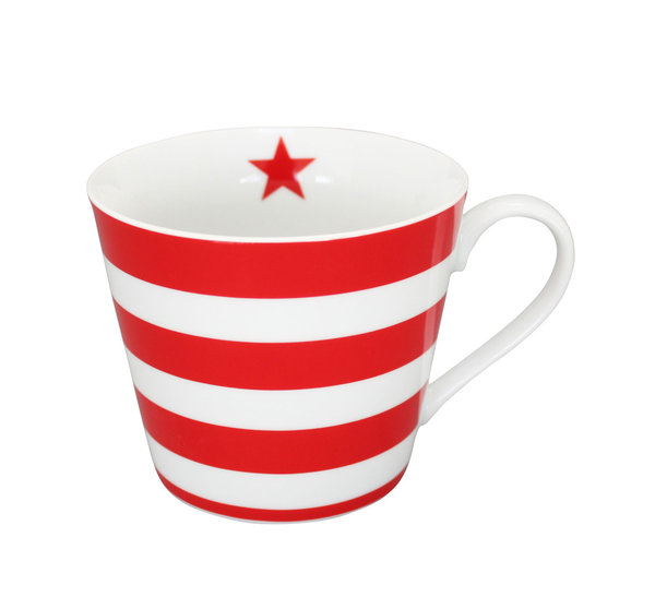Krasilnikoff Tasse - Happy Cup "striped red Star"