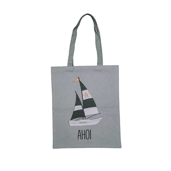 Krasilnikoff Shopping Bag "Ahoi" aus Baumwolle, grau