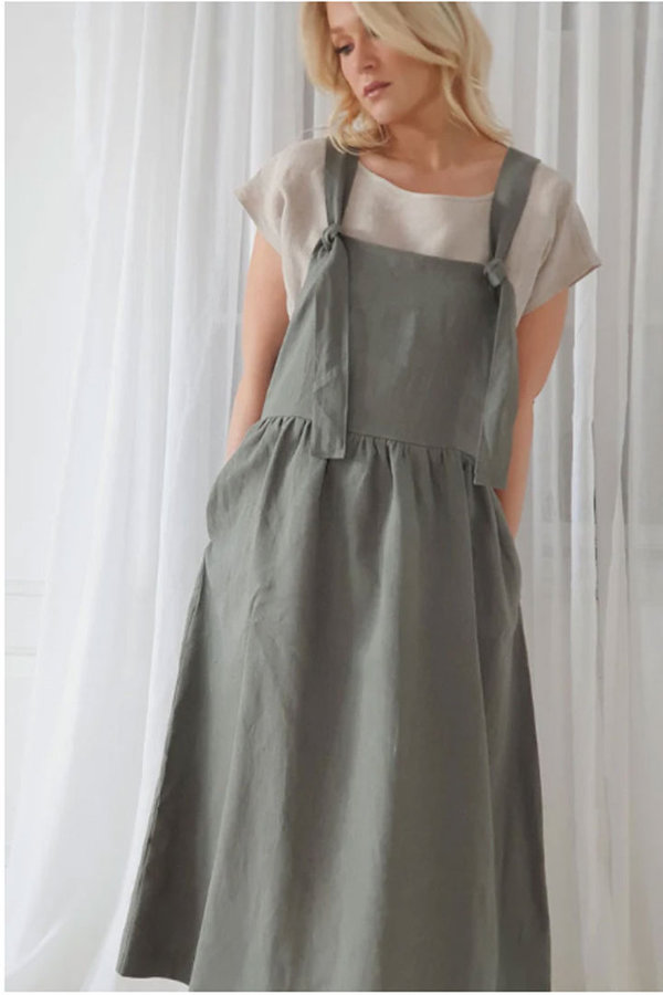 ByPias Kleid Florence aus Leinen in camo green