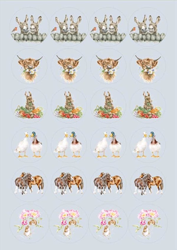 Wrendale Sticker Set mit Tiermotiven - 6 Bögen mit 24 Aufklebern