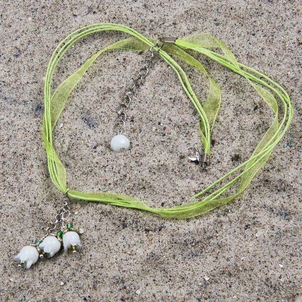 DriftwoodRose - Halskette Maiglöckchen mit Lampwork Perlen