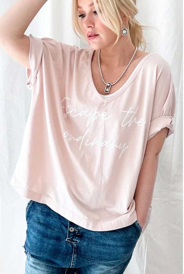 ByPias Bohemiana T-Shirt "Escape the ordinary", Baumwolle in rose