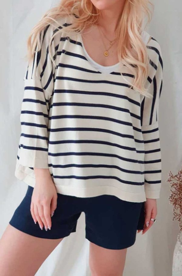 ByPias Bohemiana Pullover "Lovely Day", Baumwolle in navy striped