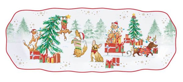 Easy Life rechteckiger Weihnachtsteller  "Christmas Gang" Hunde, Katzen